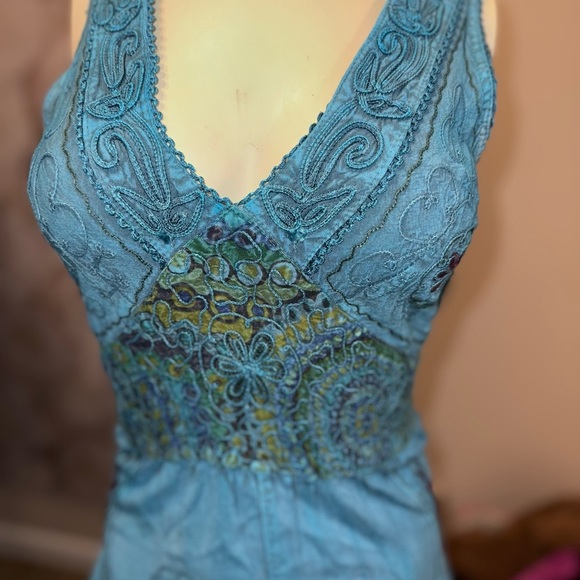 Ludy" Blue Bohemian Midi Dress - 100% Viscose - One Size - Picture 6 of 15